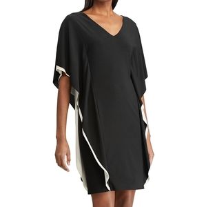 Lauren Ralph Lauren | Black & Cashew Cape-Sleeve Jersey Shift Dress